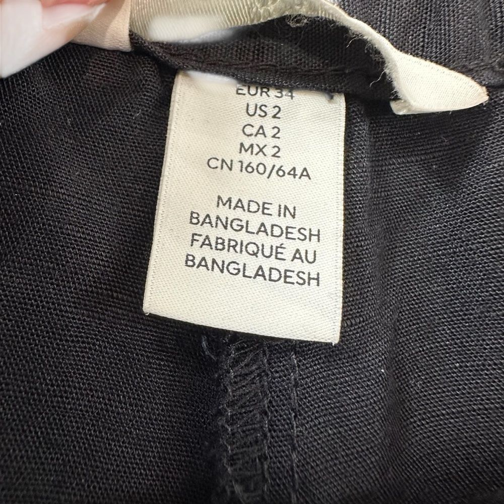 H&M Black Linen Blend Straight Leg Trousers,‎ 2 - Picture 7 of 11